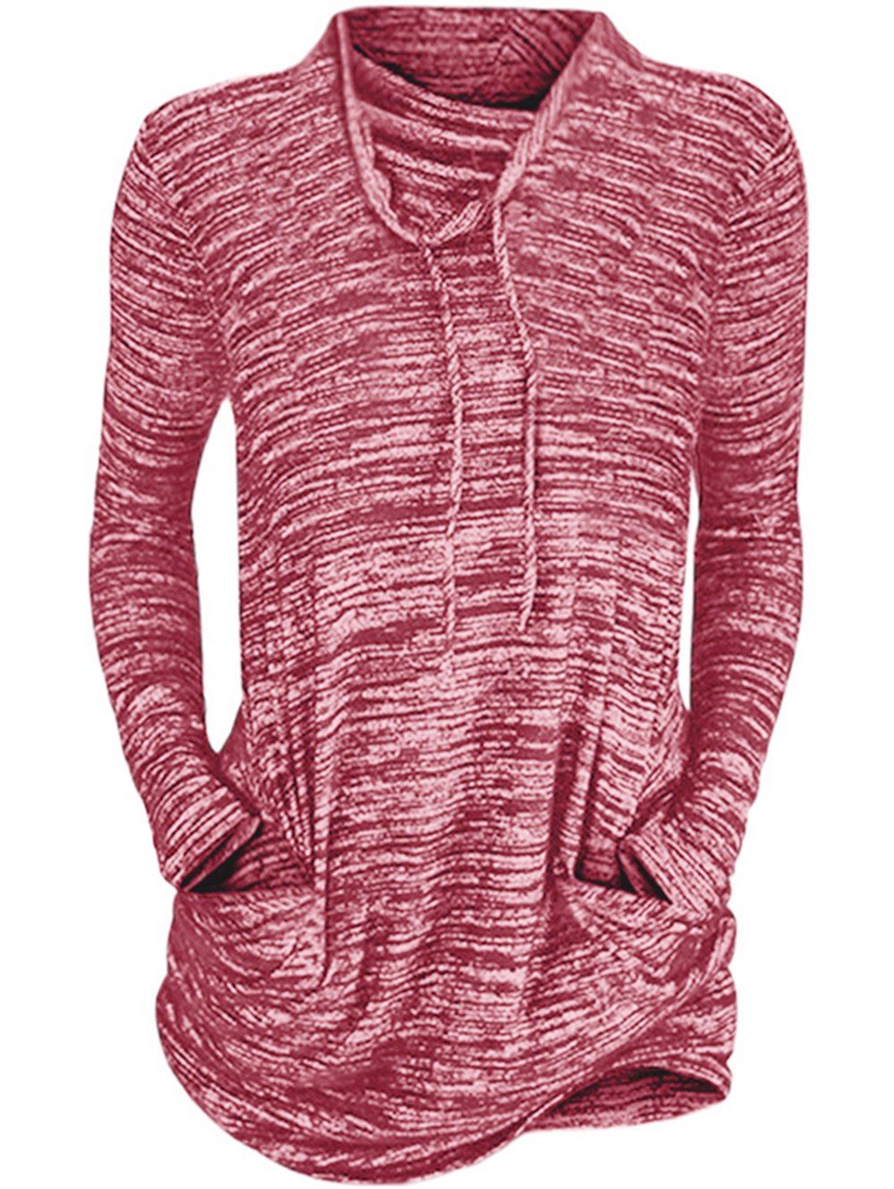 

Womens Cowl Neck Long Sleeve Pocket Casual Tunic Sweatshirts T-shirt, Red