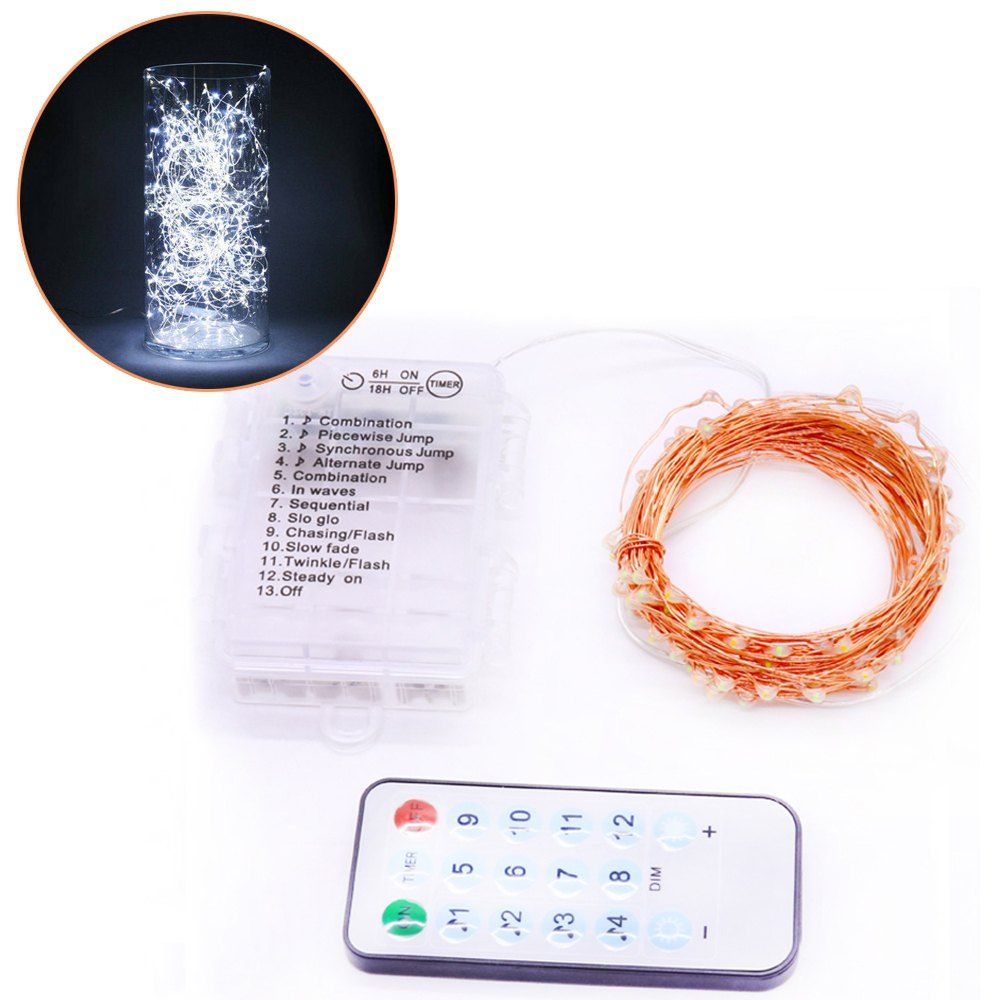 

12 Mode Adjustment Music Sound Activated Twinkle Lights with Remote Control Waterproof for Dorm Wall Party Curtain Decorations Christmas Copper Light String, Cool white