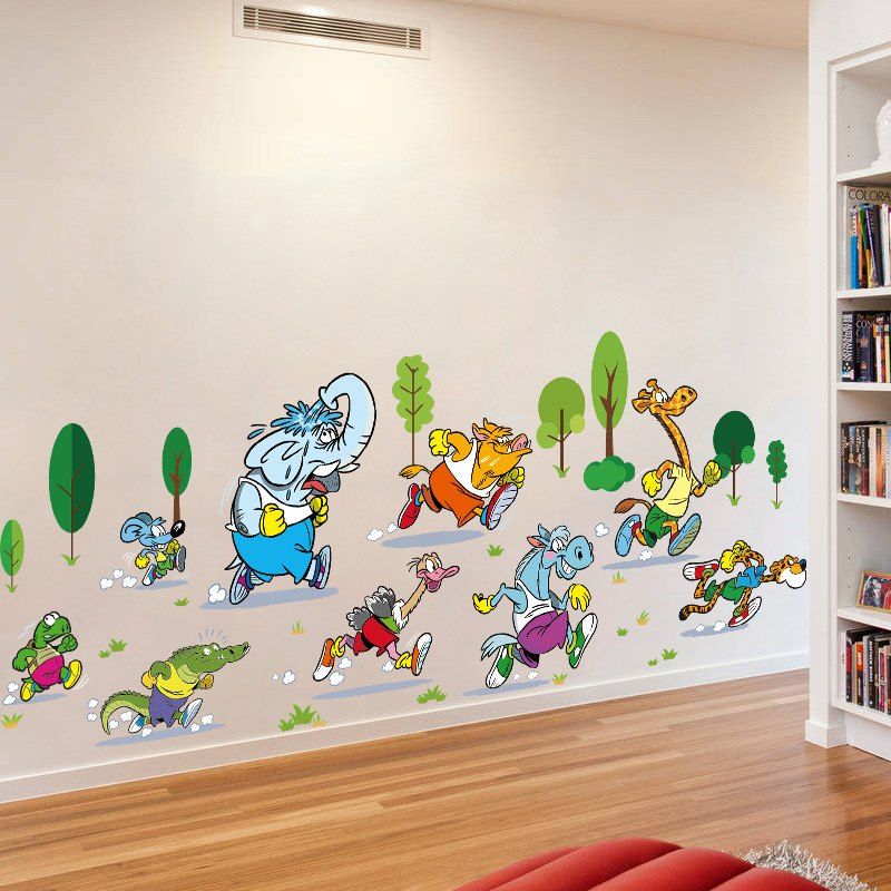 

YEDUO Animals Running Wall Sticker Vinyl Diy Mural Home Decor Kids Room Decals, Colormix