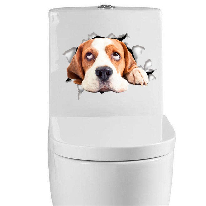 

Home Decoration Cute Puppy Removable Toilet Wall Stickers, Brown