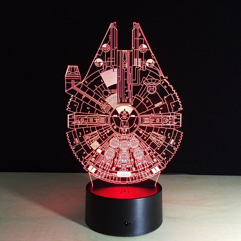 

YEDUO 3D Battleship Spacecraft LED Lllusion Mood Lamp Bedroom Table Night Light Bulbing Child Kids, Colormix