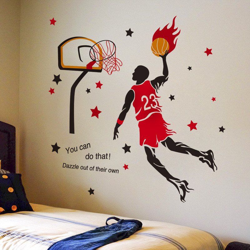 

Home Decoration Dunk Athlete Removable Wall Stickers for Wall Decor, Red