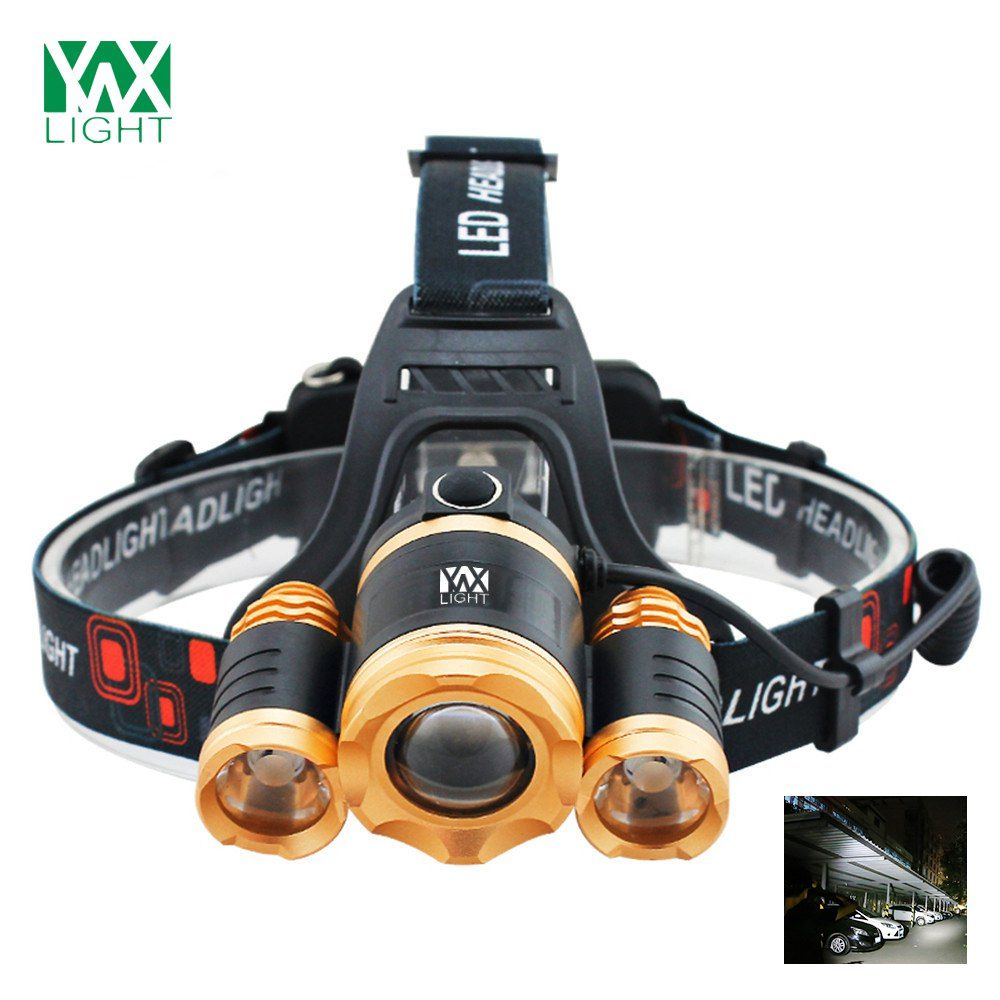

YWXLight 30W LED Headlamp Waterproof Zoomable Flashlight Torch for Camping, Marigold;golden