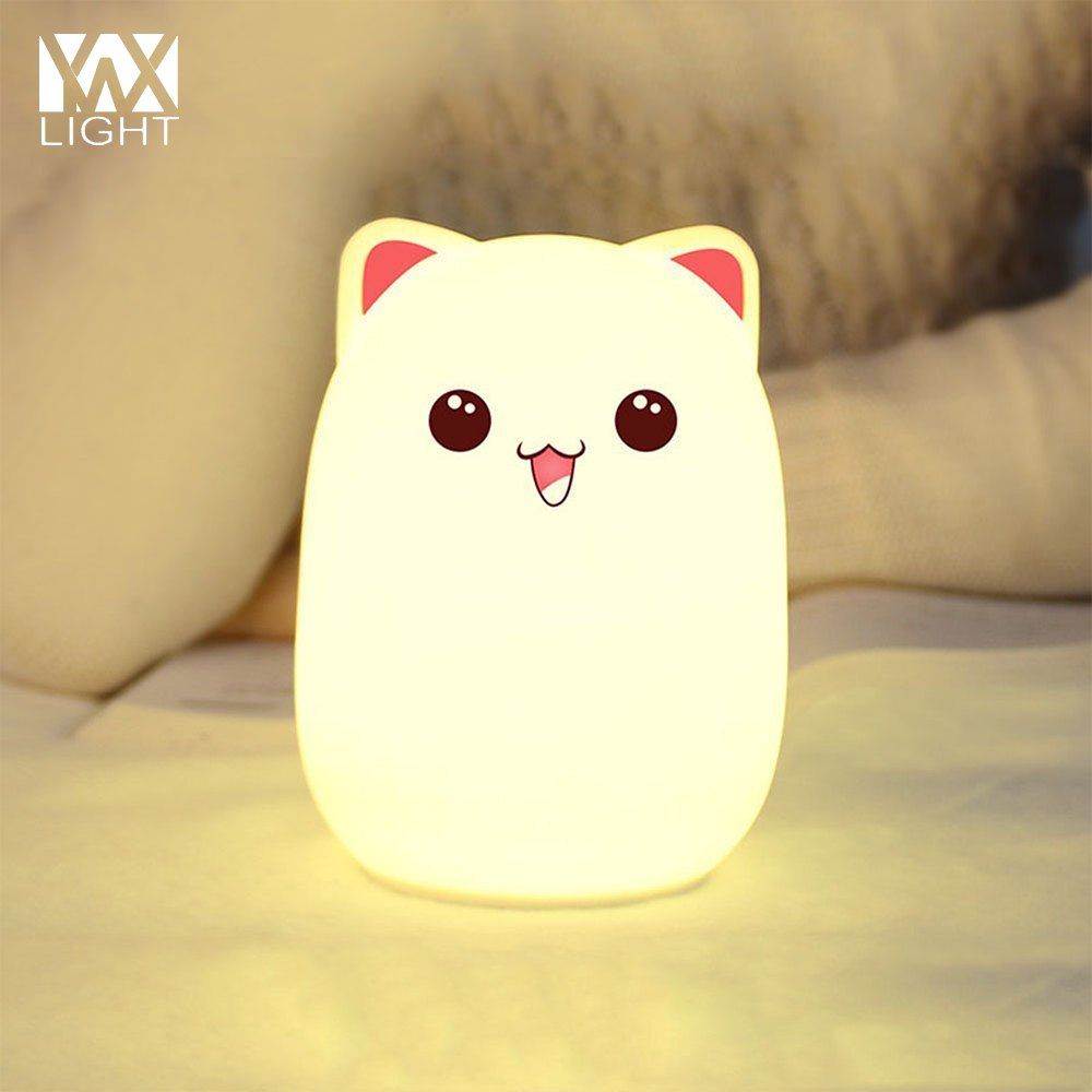 

YWXLight Night Light USB Rechargeable Multi Color Silicone Soft Bud Bear Lamp, Pink