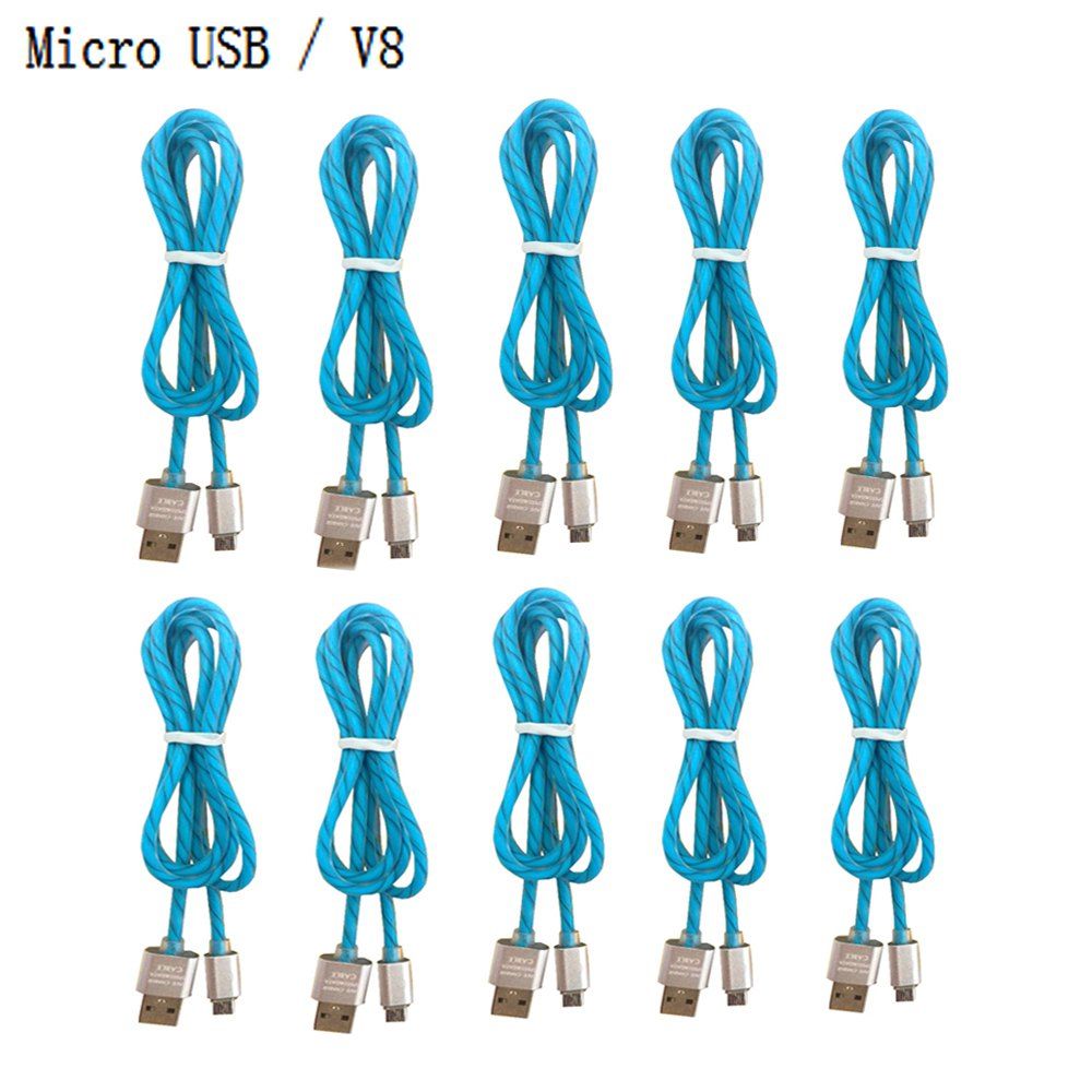 

New 10PCS Micro USB / V8 Two-color Candy Line / Phone Fast Charging Line, Blue