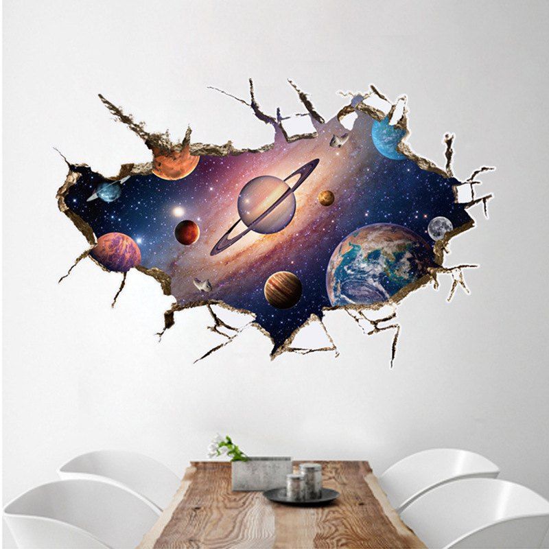 

Cosmos Outer Space Wall Sticker Kindergarten Bathroom Children Room, Mixed-color