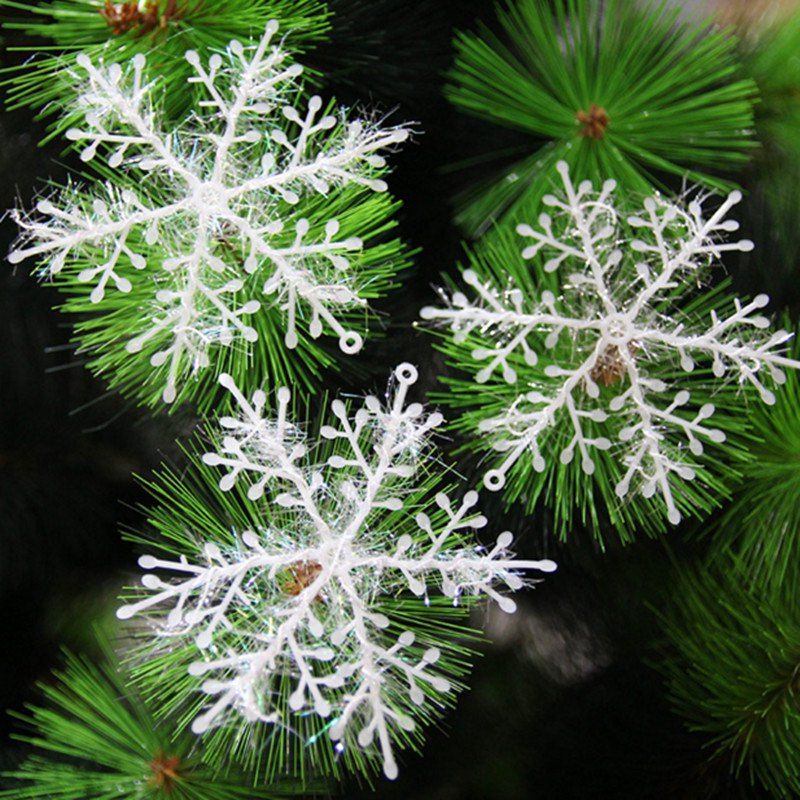 

XM1 12PCS Christmas Decoration White Snowflake Ornaments 6CM