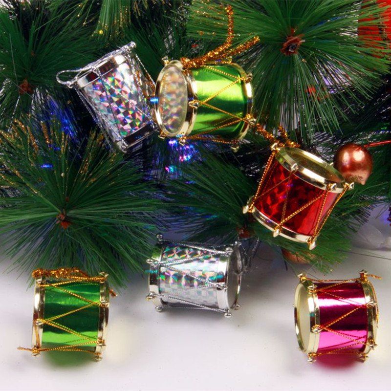 

XM1 12PCS Christmas Decoration Colours Side Drum Ornaments 2.5CM, Colormix