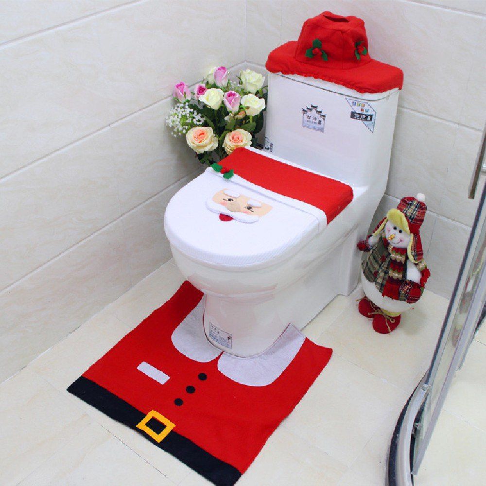 

Yeduo New Year Best Gift Happy Christmas Santa Toilet Seat Cover Rug Bathroom Decorations, Colormix