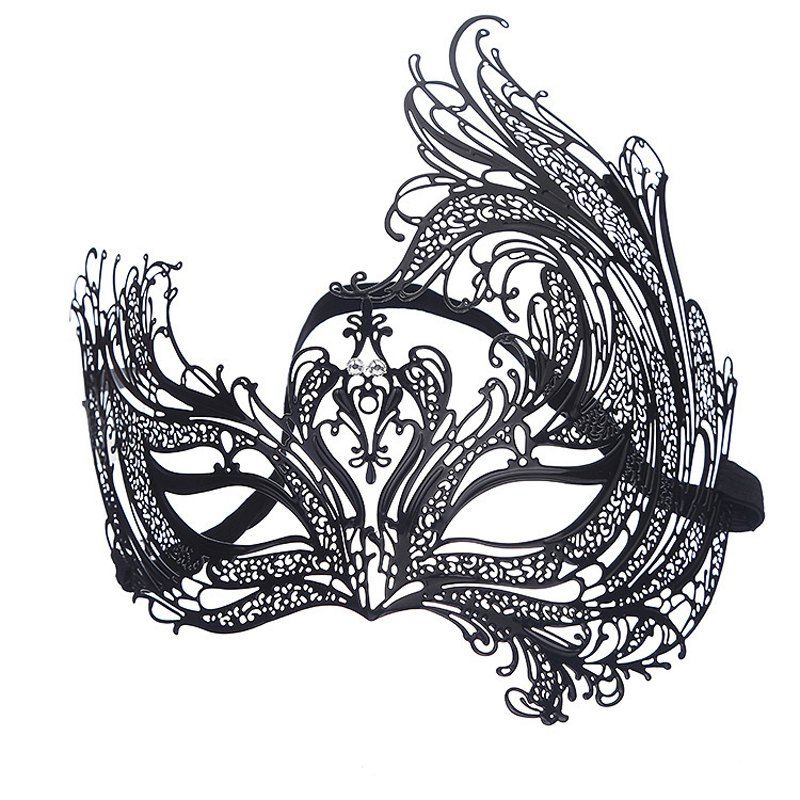 

MYCH Wl167 Hollow Metal Diamond Mask, Black