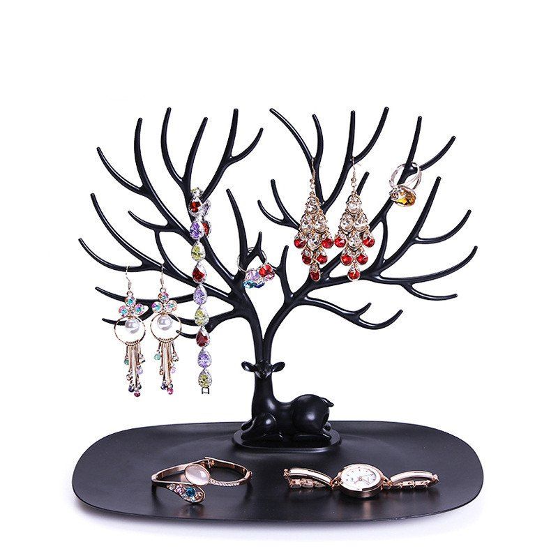 

Jewelry Creative Removable Earrings Necklace Jewellery Display Rack, Black