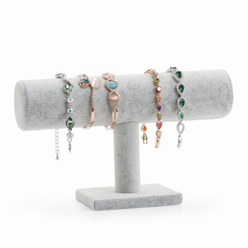 

Jewelry High Quality Grey Plush Single-layer Bracelet Display Rack, Gray