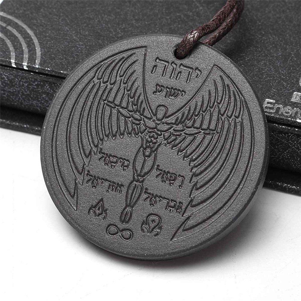 

Angel Spiritual Design Quantum Science Scalar Energy Pendant Necklace, Black