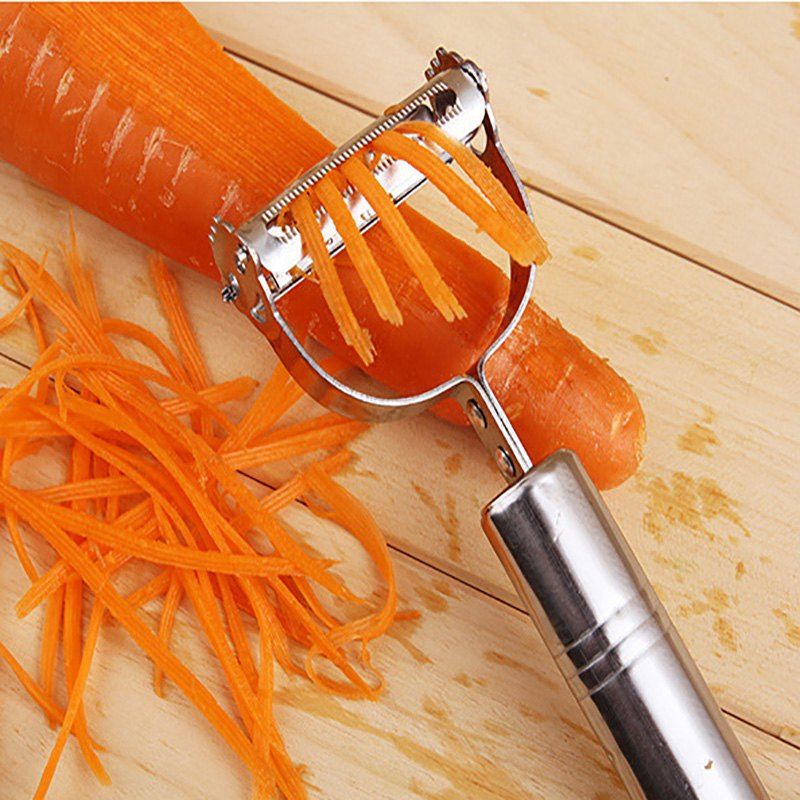 

DIHE 2-In-1 Vegetable Potato Slicer Grater Peeler Shredder Chopper for Cucumber / Carrot / Tomato / Onion / Melon, Silver