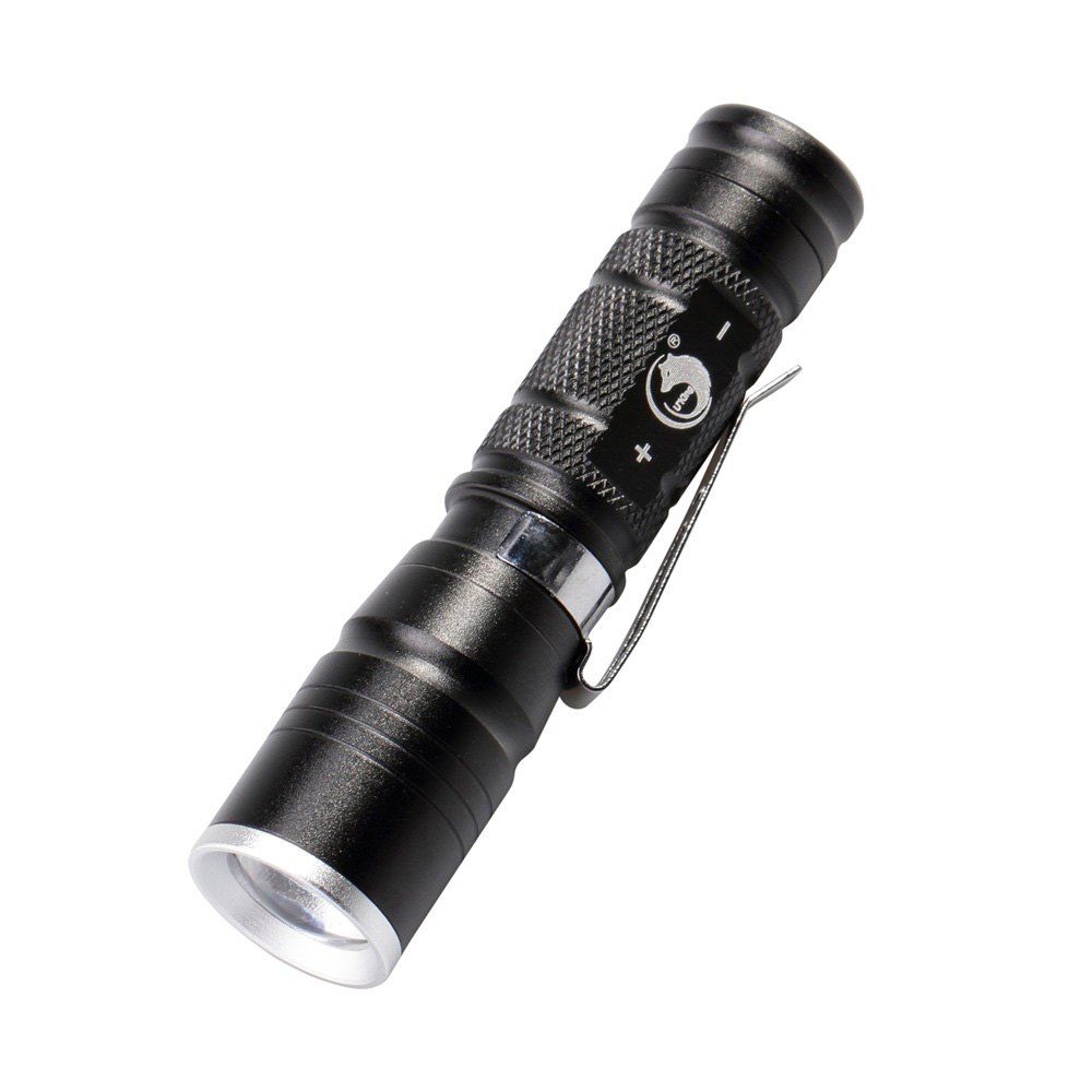 

U`King 600LM 1 Mode Zoomable Mini Flashlight Torch with Clip, Black;black;golden;silver