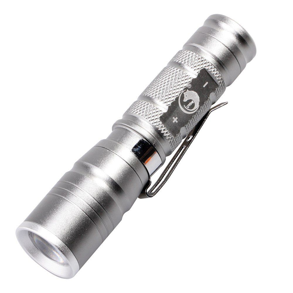 

U`King 600LM 1 Mode Zoomable Mini Flashlight Torch with Clip, Grey;black;golden;silver