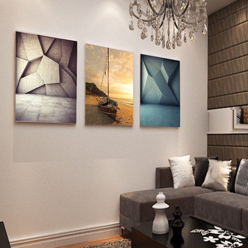 

Colourful Living Room Sofa Decorative Painting Abstract Frameless Triptych 12 x 16 inch, Colormix