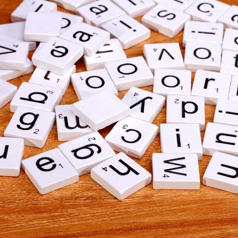 

100pcs Lowercase Wooden Scrabble Tiles Crafts Wood Alphabets for Kids, White