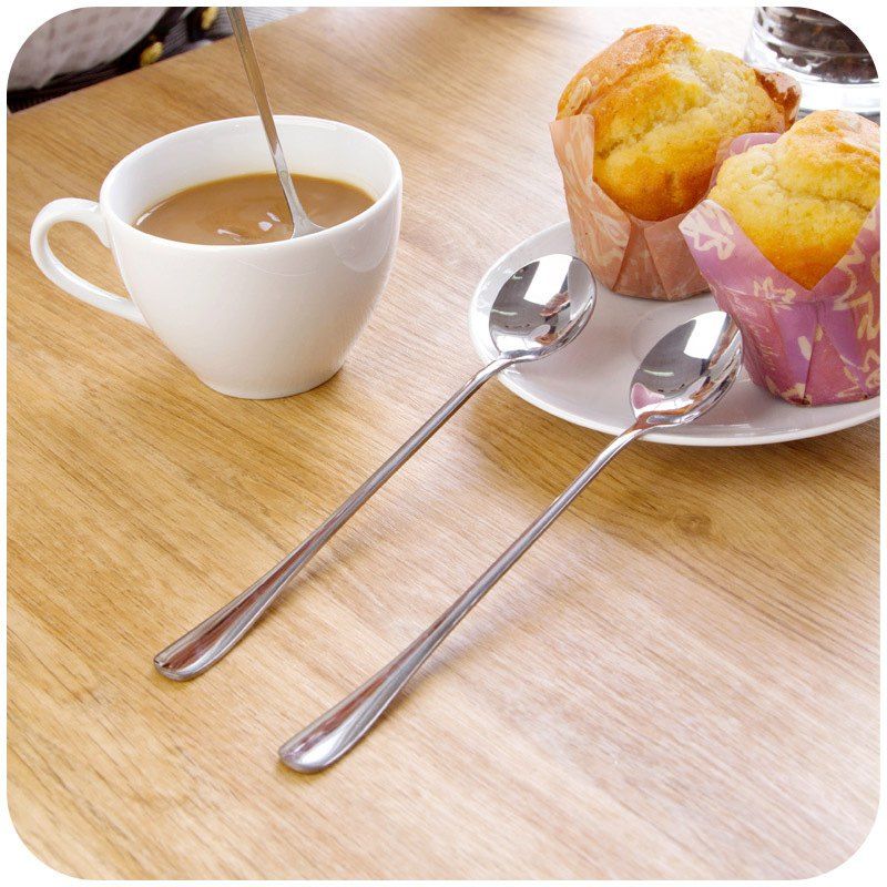 

2PCS Double Metal Stir Spoon for Coffee Salad Dinner, Stainless steel;silver