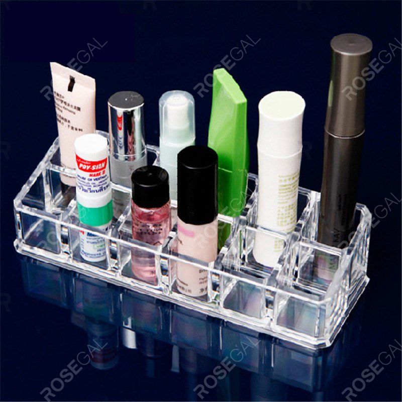 

Transparent 12 Squares Desktop Makeup Case Storage box, Clear white