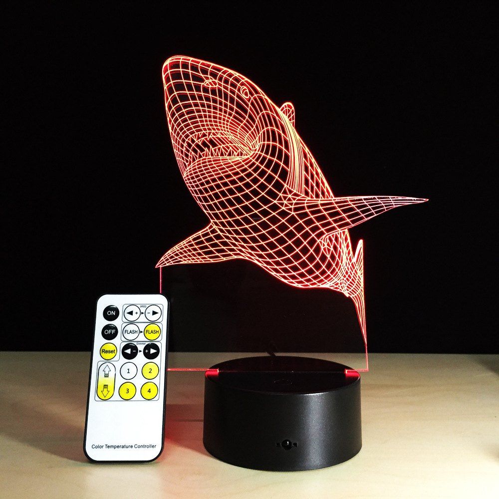 

Yeduo shark Tooth 3D Led Night Light Acrylic Colorful Kids Baby Bedroom Usb Table Lamp Gift for Birthday Christmas, Colormix