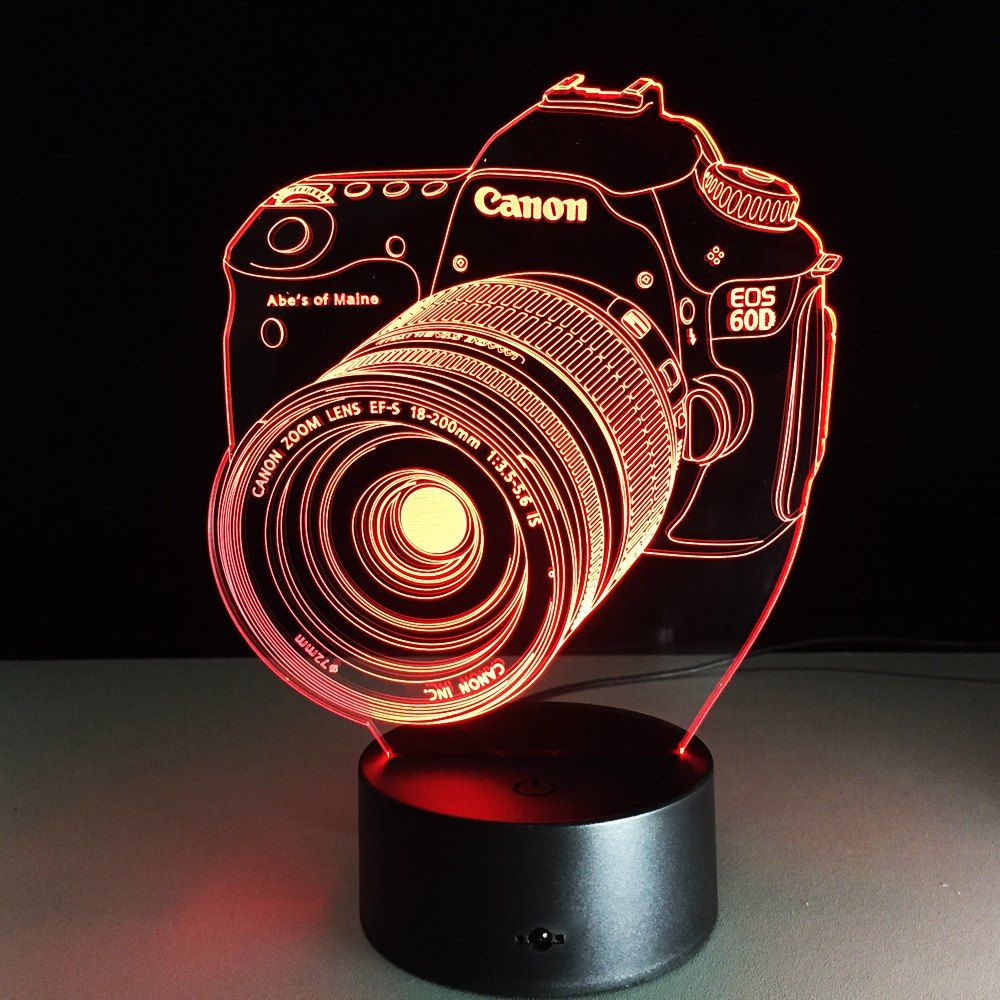 

Yeduo Novelty 3D Acrylic Entertainment Camera Illusion Led Lamp Usb Table Light Rgb Night Light Romantic Bedside Decortion Lamp, Colormix