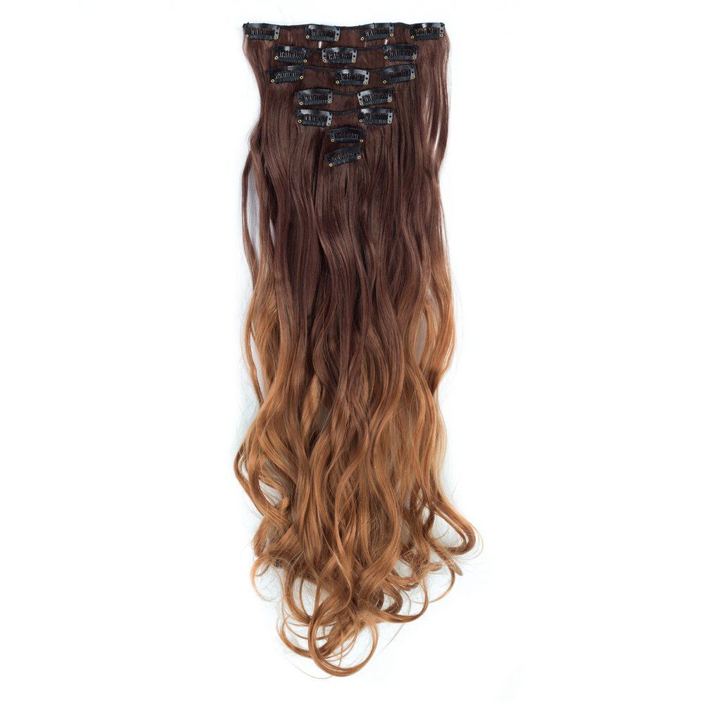 

TODO 24inch Curly Ombre Style 7-Piece 16-Clip Hair Extensions, #6