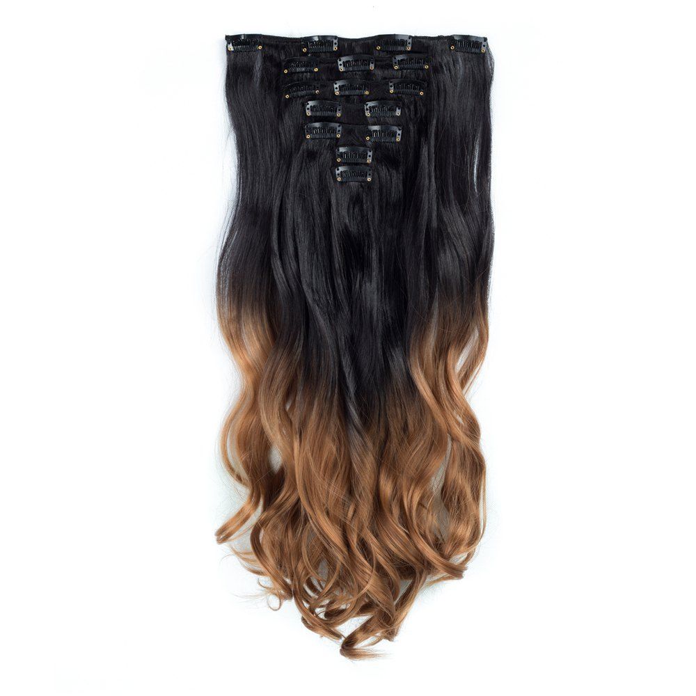 

TODO 24inch Curly Ombre Style 7-Piece 16-Clip Hair Extensions, #8