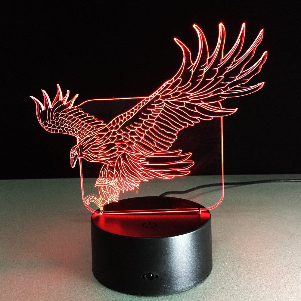 

Yeduo 3D Illusion Bulding Night Light Ton Led Lamp Colors Change Art Sculpture Table Light Produces Unique Dog Ostrich Dragonfly Eagle, Colormix