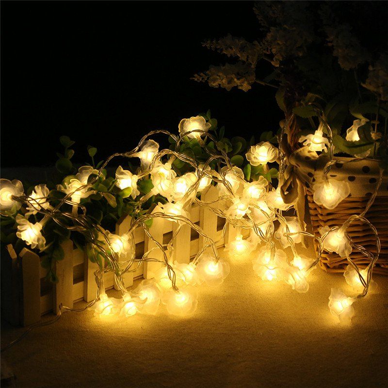 

20-LED Rose Christmas Tree String Lights Decoration Colored Lamp, Warm white light