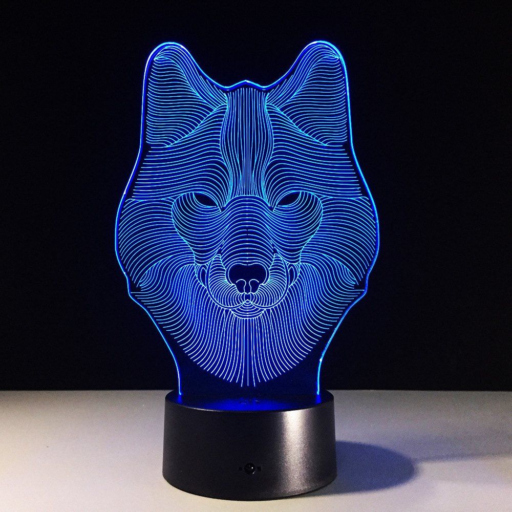 

Yeduo Animal Wolf Decor 3D Led Nightlights Colorful Wolf Design Table Lamp Teen Wolf Illusion Lights Bedroom Modern Decor, Colormix