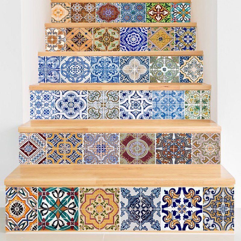 

Ceramic Tiles Patterns Style Stair Sticker Wall Decor, Mixed color