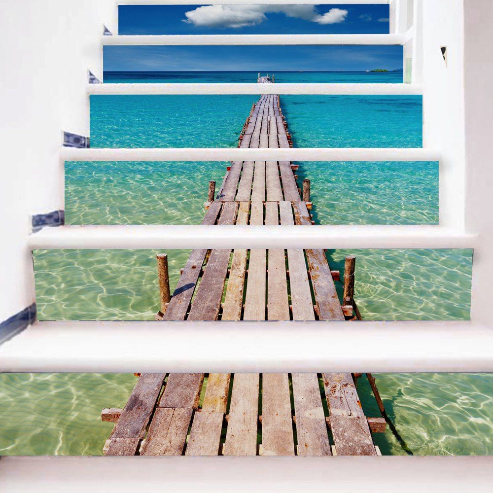 

Beach Style Stair Sticker Wall Decor, Mix color