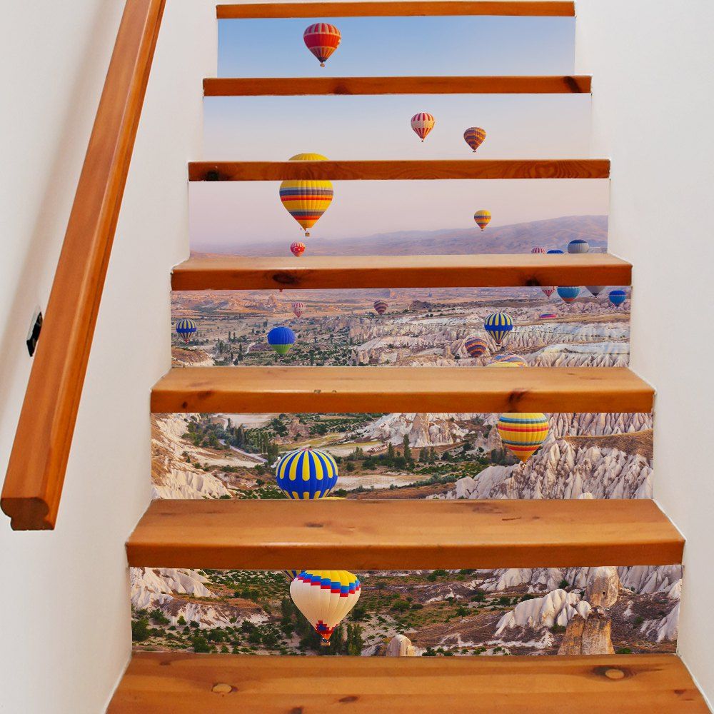 

Hot Air Balloon Style Stair Sticker Wall Decor, Mix color
