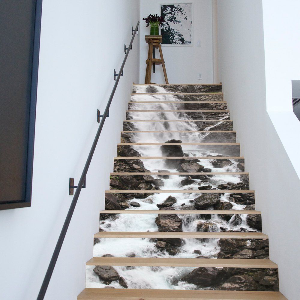 

Waterfall Style 13 Pieces Stair Sticker Wall Decor, Mixed color