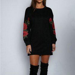 Sweat-shirt à fleurs à manches longues pour femme -  