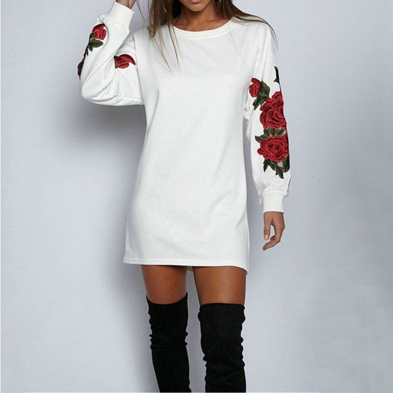 

Ladies Floral Long Sleeve Sweatshirt, White