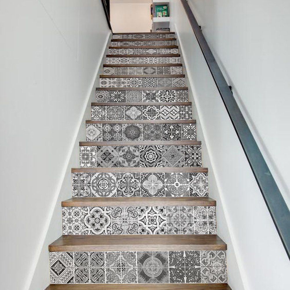 

Ceramic Tiles Patterns Style 13 Pieces Stair Sticker Wall Decor, Mix color