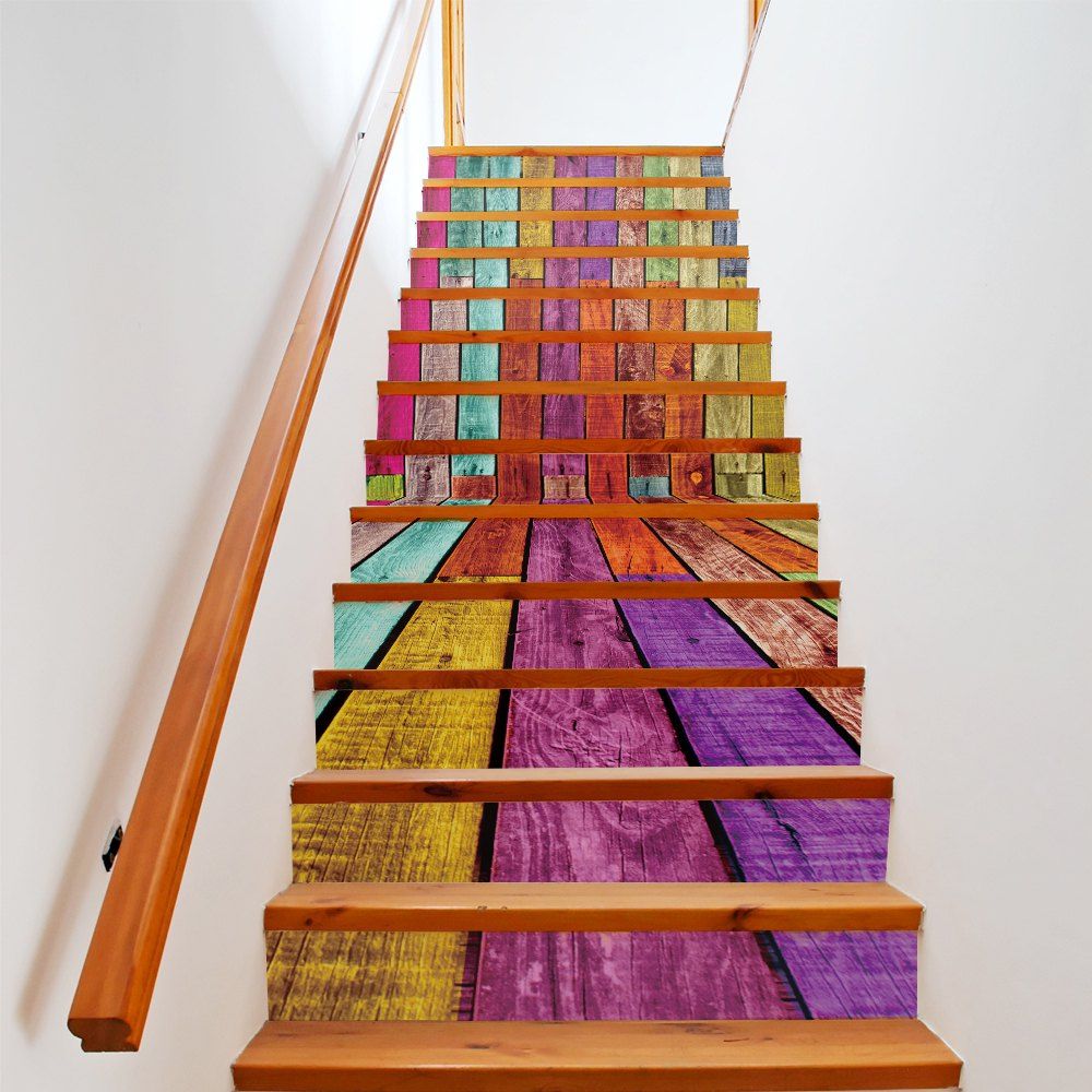 

Color Cabin Style 13 Pieces Stair Sticker Wall Decor, Mixed color