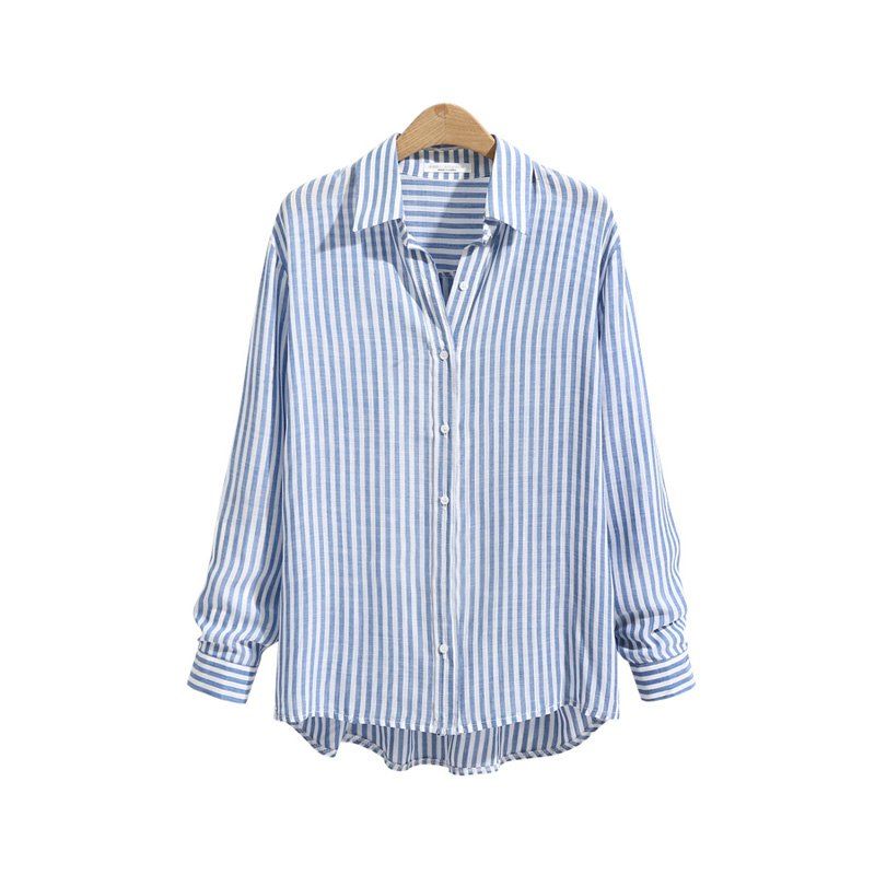 

Striped Casual Long -Sleeved Shirt, Blue stripe