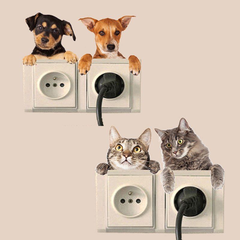 

4PCS Cute Dogs Removable 3D Decorative Wall Stickers, Colormix