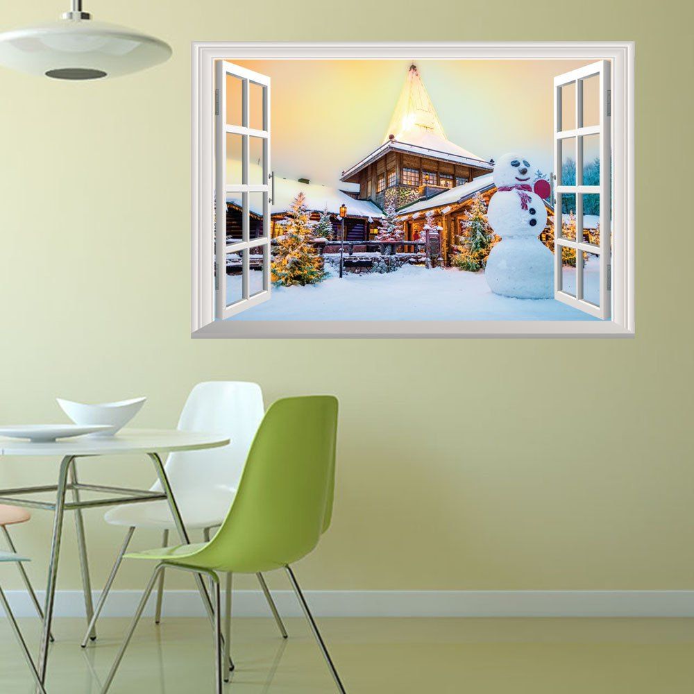 

Personality Christmas Snowman 3D Home Decoration Wall Stickers, Colormix
