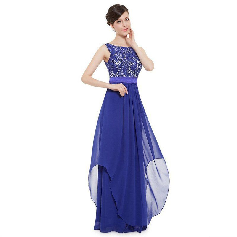 

Elegant Long Cocktail Dress, Blue