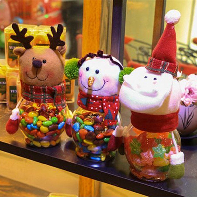 

Christmas Snowman Plastic Candy Containers Decorative Candy Bottles Holiday Decorations, Random color