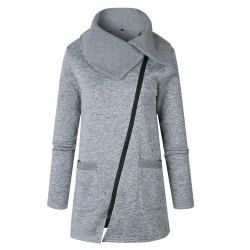 2017 Autumn And Winter Fashion Side Zipper Jacket Coat - LIGHT GRAY XL