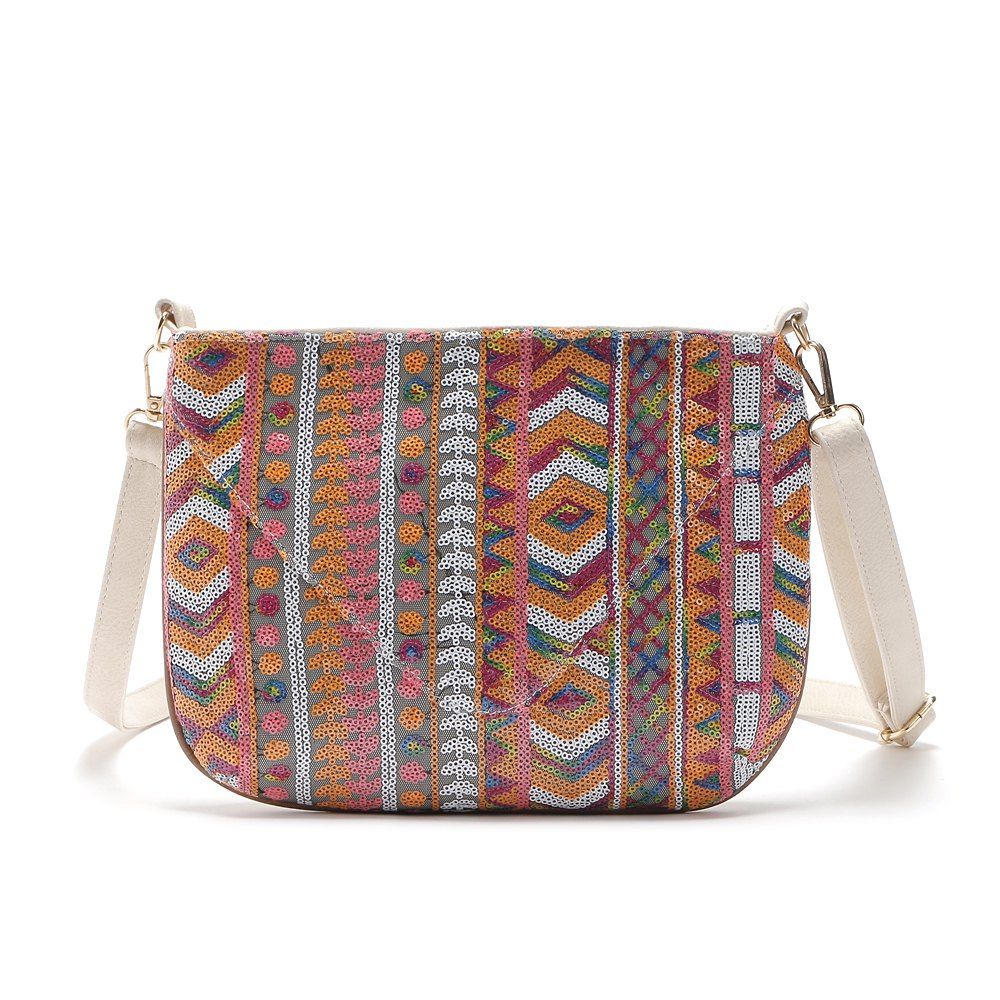 

Colorful Geometric Sequin Small Crossbody Bag, Red