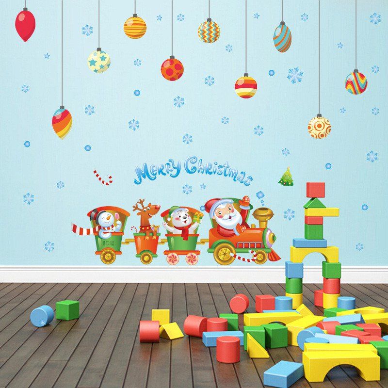 

Creative Santa Claus Train Christmas Decoration Window Wall Stickers, Colorful