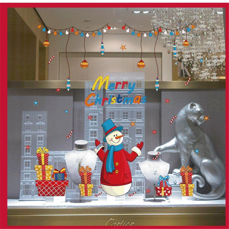 

New Style Santa Claus Christmas Decorations Windows Wall Stickers, Colorful