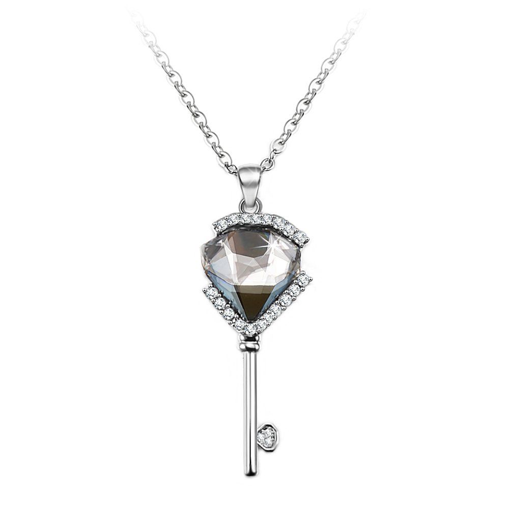 925 Sterling Silver 16 CZ Necklace with 2 extension Floral flower pendant necklace Clear CZ Accent