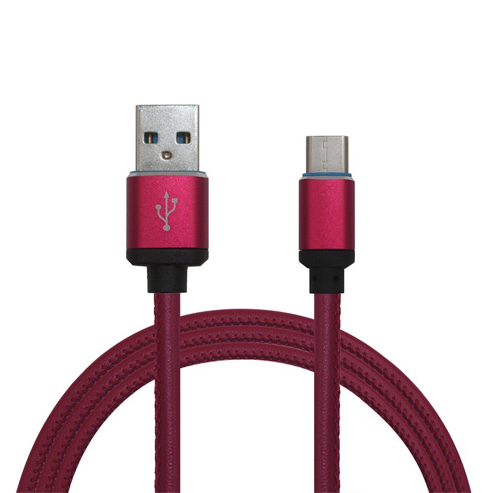 

Mini Smile 3.4A Quick Charge Leather Type-C To Usb Charging Cable with High-Speed Data Transmission 100CM, Claret